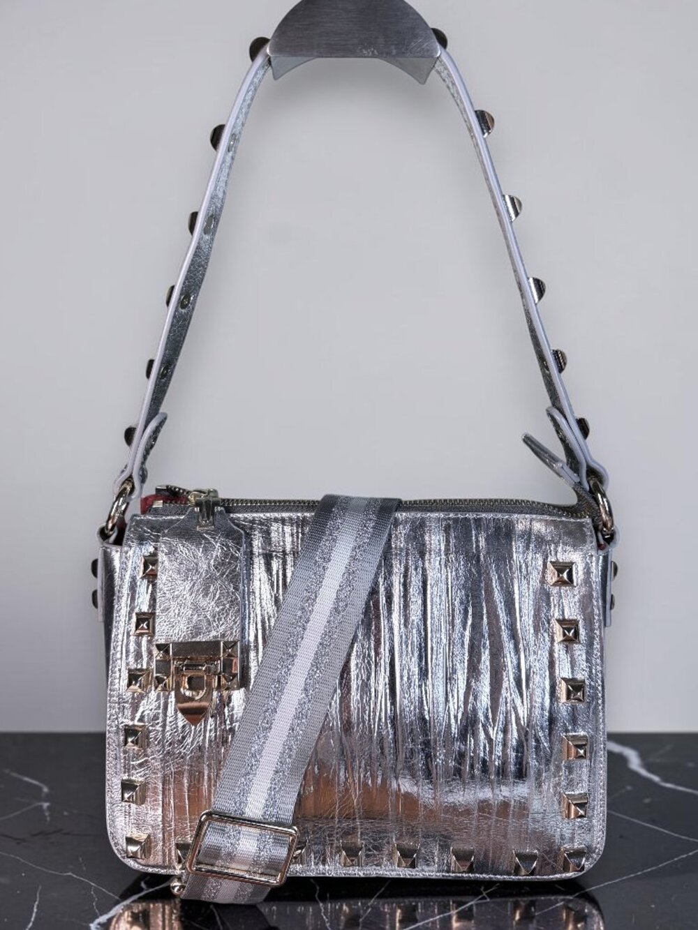 Sharif Legacy Eel Skin Leather Rocketed Top Zip Crossbody - Sample Gold Hardware